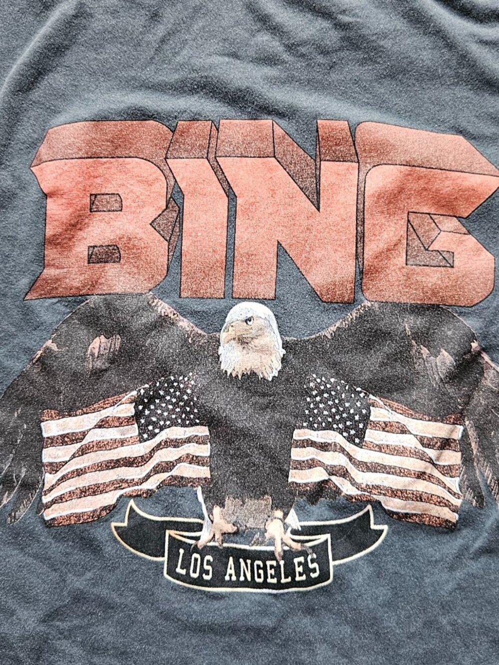 Anine Bing Womens Small Lili Vintage Eagle Graphic T Shirt Washed Charcoal Tee S - Picture 3 of 8